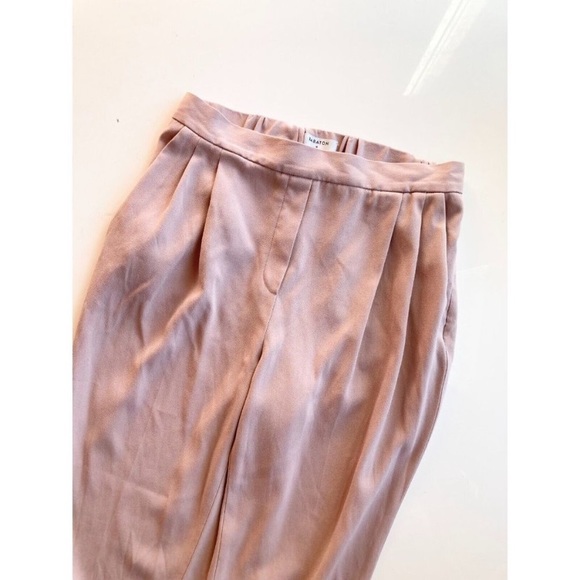Aritzia BABATON Conan Fawn Pink Crepe Mid Rise Pleated Trousers Pants, Size 4 - Picture 4 of 6